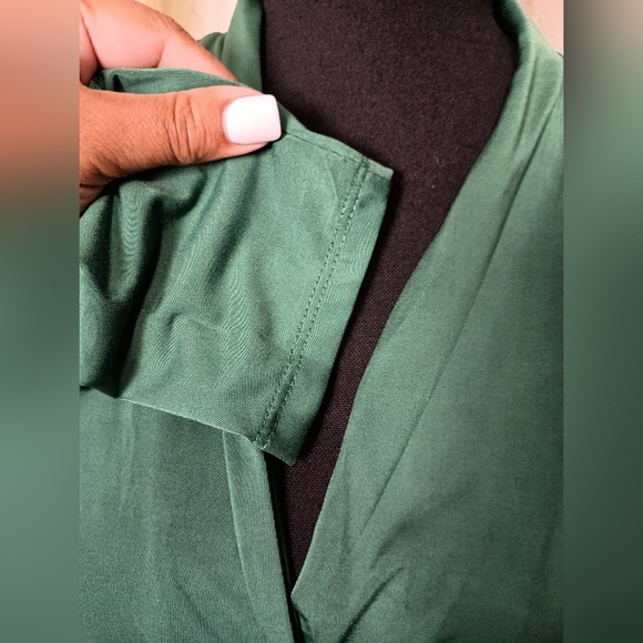 Rachel Roy Bret Draped Wrap Midi Dress 2X Ivy Green | Surplice | Long Sleeve - Picture 9 of 15